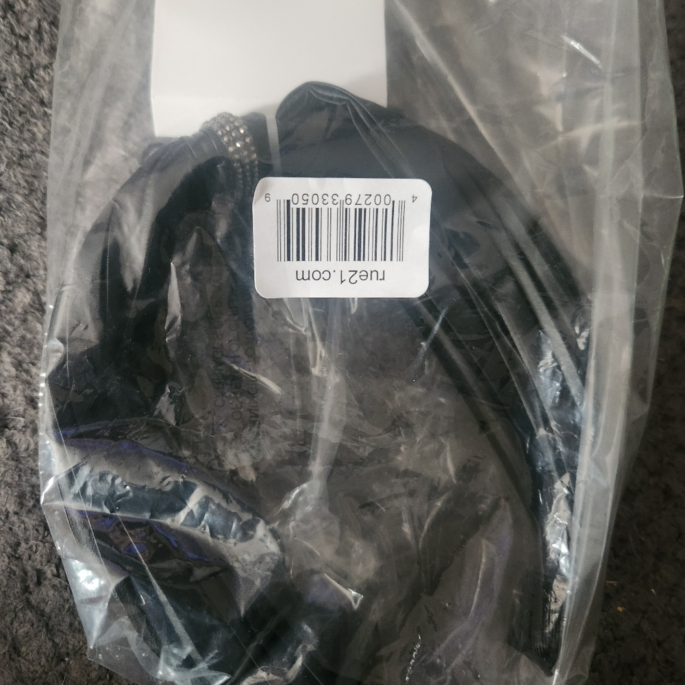Rue21 Elegant Black Leather Headband with Rhinestone Accents - Picture 4 of 4